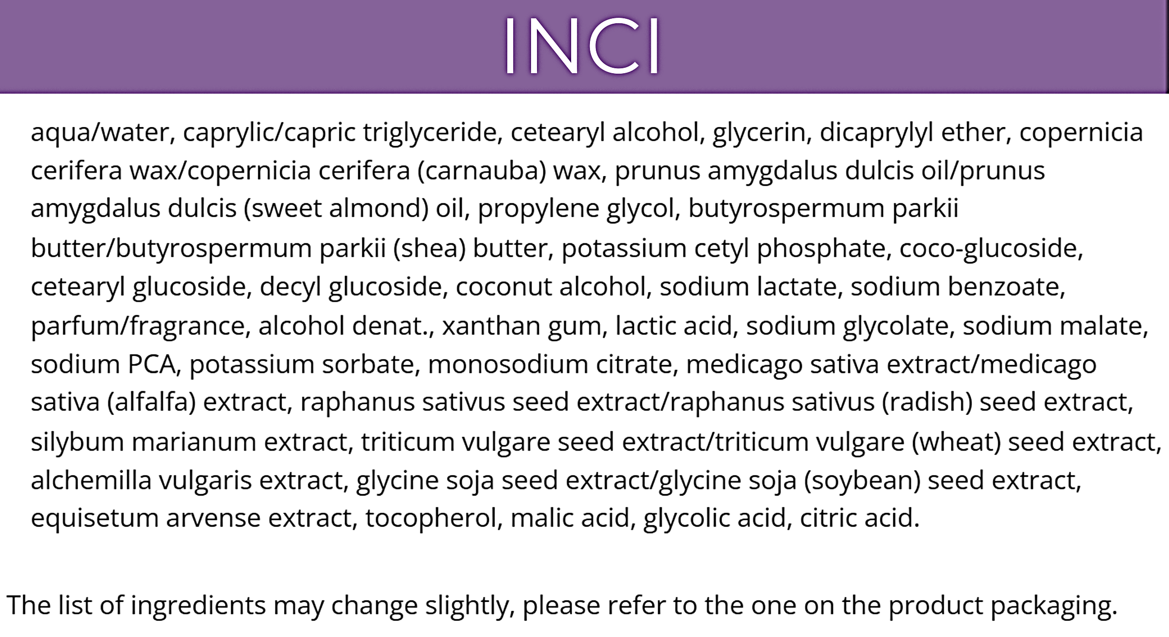 NeoMamma Ingredients
